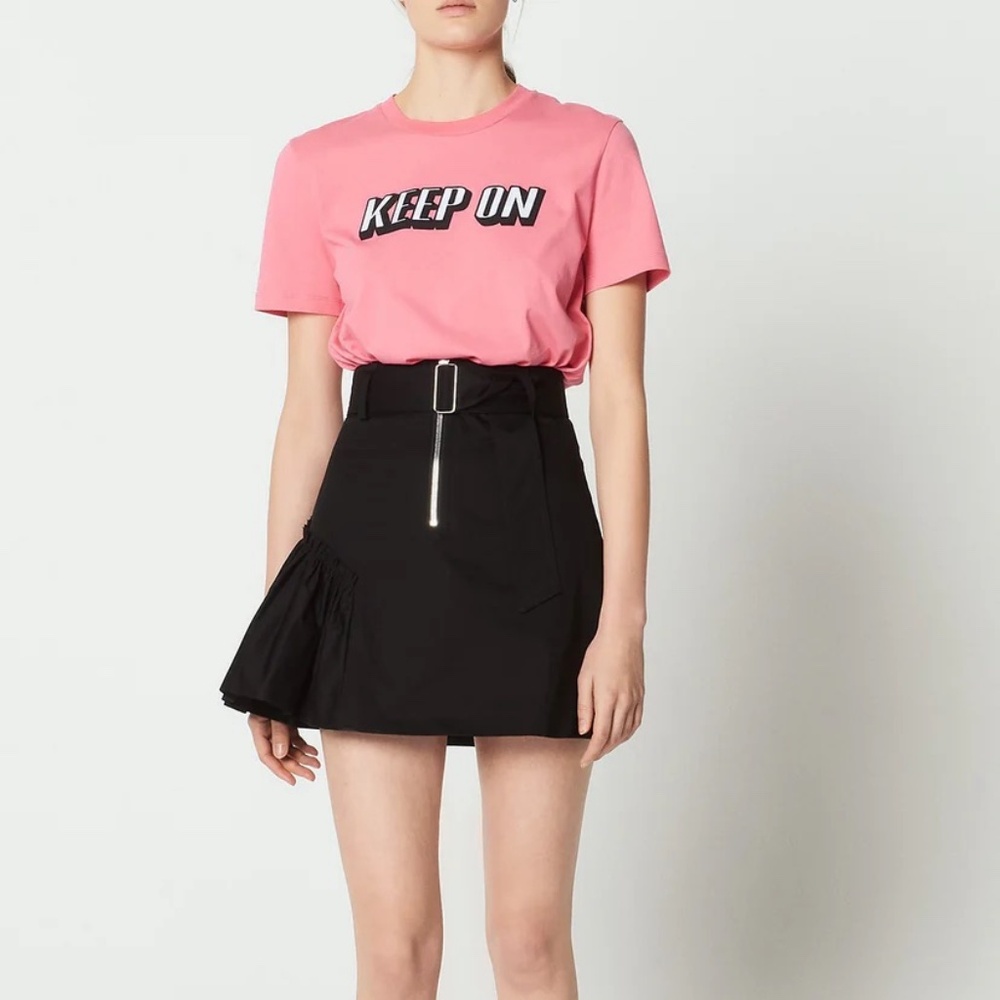 Sandro paris belted ruffle mini skirt
